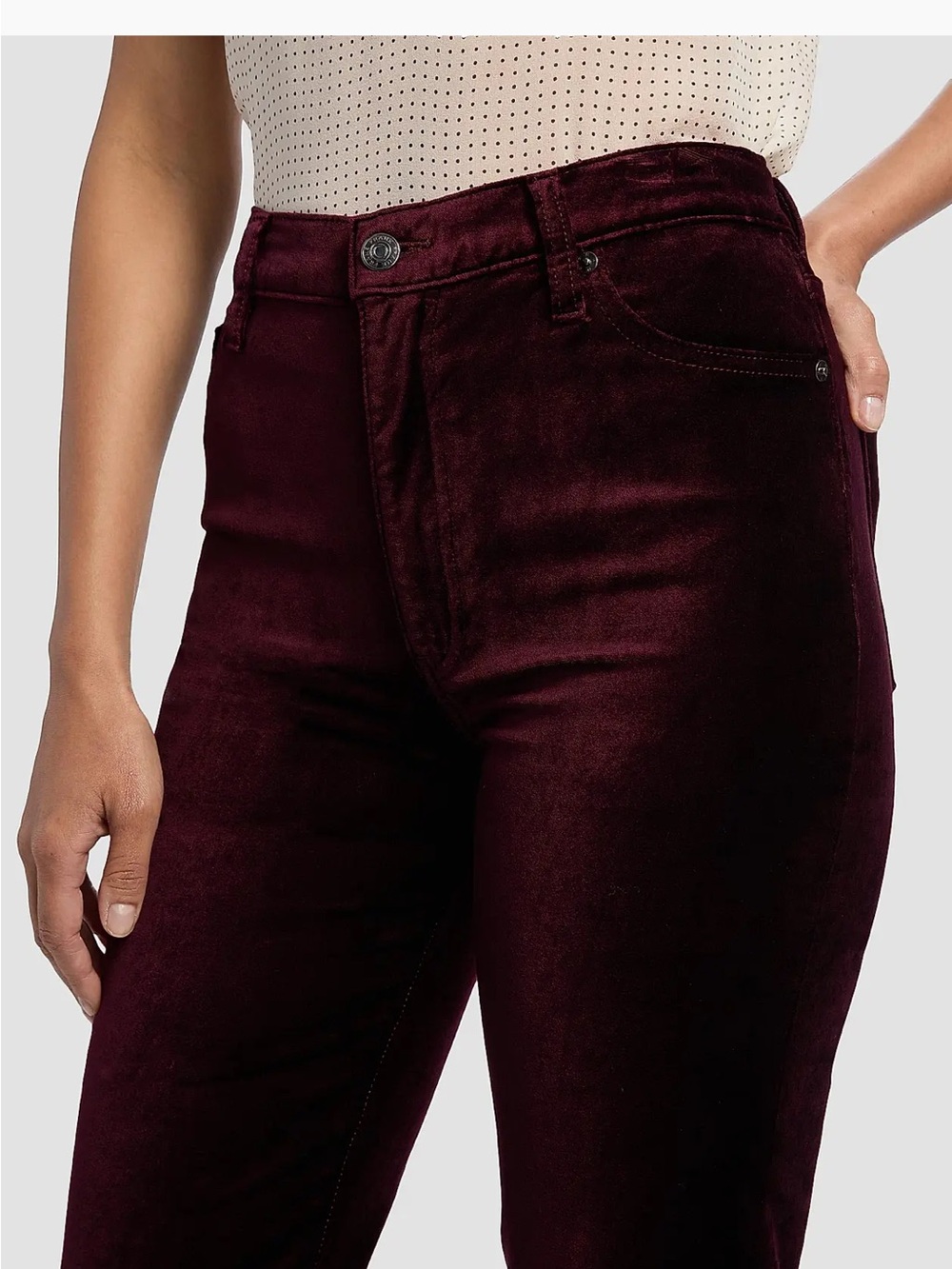 Frame Denim Le Sleek Straight Velvet Pants in Burgundy